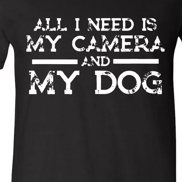 Photographer Gift Funny Photography Fan Camera And Dog V-Neck T-Shirt