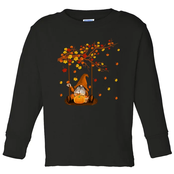 Pumpkin Gnomes Fall Autumn Cute Halloween Thanksgiving Gift Toddler Long Sleeve Shirt