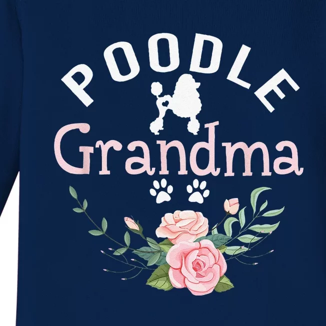 Poodle Grandma Gifts Funny Mom Poodle Dog Lover Christmas Baby Long Sleeve Bodysuit