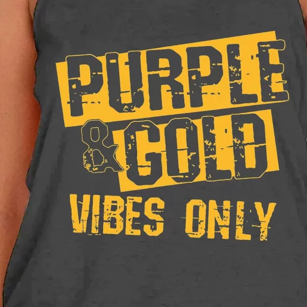 Purple & Gold Game Day Group for High School Football Women's Knotted Racerback Tank