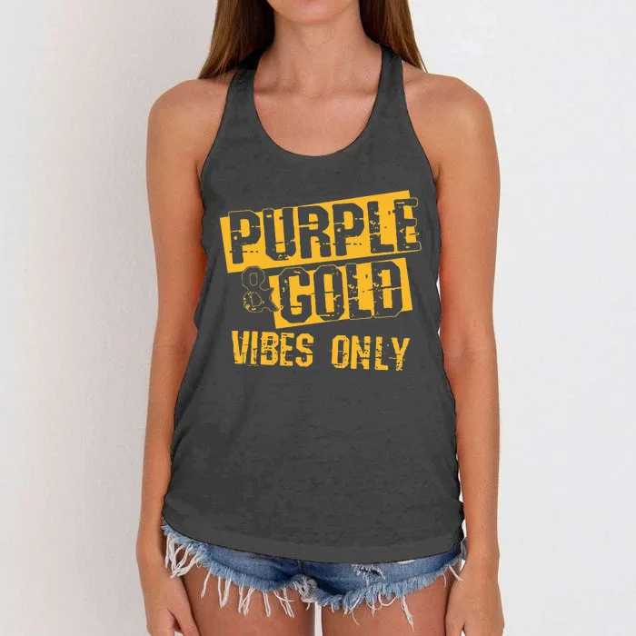 Purple & Gold Game Day Group for High School Football Women's Knotted Racerback Tank