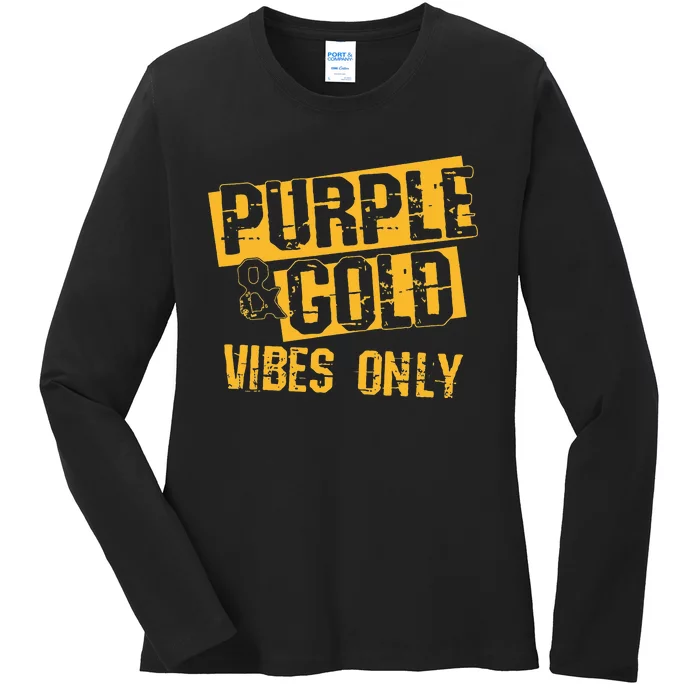 Purple & Gold Game Day Group for High School Football Ladies Long Sleeve Shirt