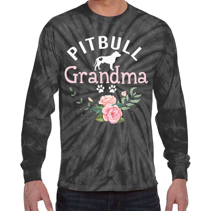 Pitbull Grandma Gifts Mom Pitbull Dog Lover Christmas Tie-Dye Long Sleeve Shirt