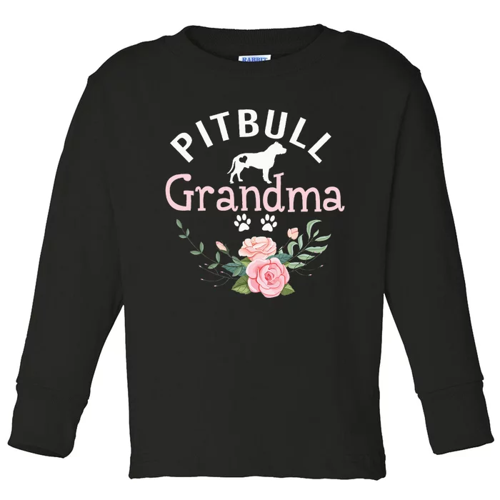 Pitbull Grandma Gifts Mom Pitbull Dog Lover Christmas Toddler Long Sleeve Shirt