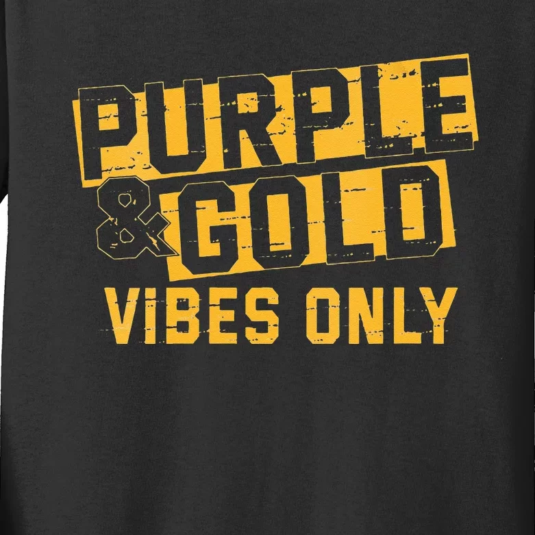 Purple & Gold Game Day Group For High School Football Kids Long Sleeve Shirt