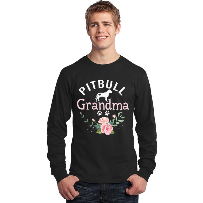 Pitbull Grandma Gifts Wo Mom Dog Lover Tall Long Sleeve T-Shirt