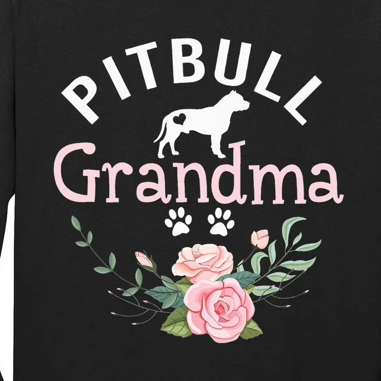 Pitbull Grandma Gifts Wo Mom Dog Lover Tall Long Sleeve T-Shirt