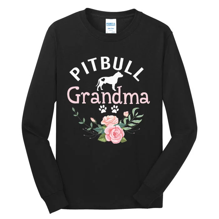 Pitbull Grandma Gifts Wo Mom Dog Lover Tall Long Sleeve T-Shirt