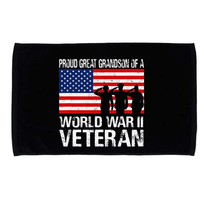 Proud Great Grandson of a WW II Veteran Family Matching Vet Microfiber Hand Towel