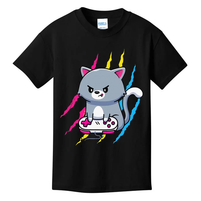 Pansexual Gaymer Geek Pride LGBT Video Game Lover Gift Cat Kids T-Shirt