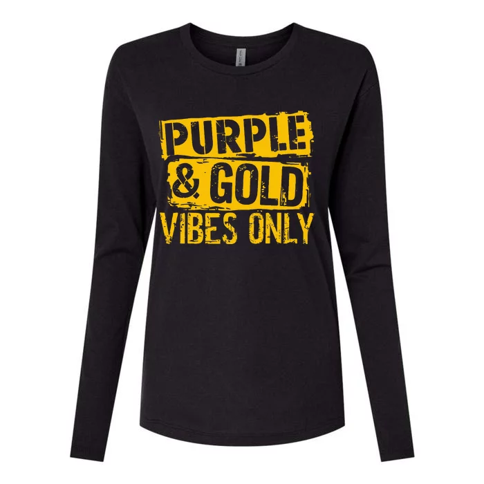 Purple & Gold Game Day Group For High School Football Womens Cotton Relaxed Long Sleeve T-Shirt