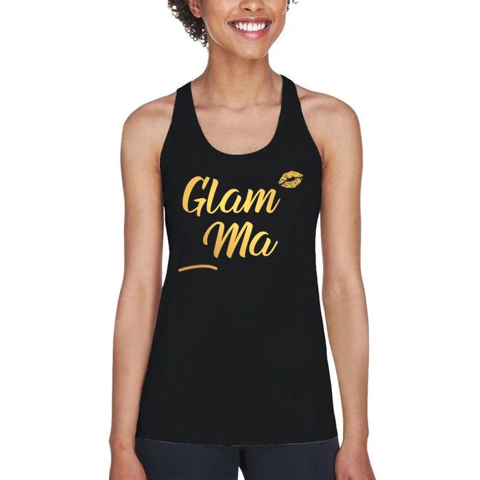 Perfect Glamma Glamma Granny Grandma Gold Kiss Present Gift Women's Racerback Tank