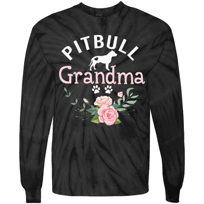 Pitbull Grandma Gifts Wo Mom Pitbull Dog Lover Christmas Tie-Dye Long Sleeve Shirt