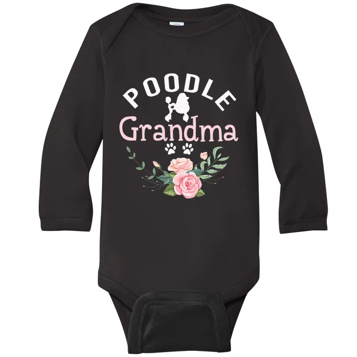 Poodle Grandma Gifts Wo Mom Poodle Dog Lover Christmas Baby Long Sleeve Bodysuit