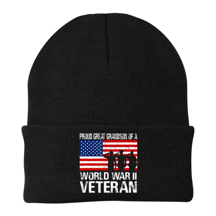 Proud Great Grandson Of A Ww Ii Veteran Family Matching Vet Knit Cap Winter Beanie