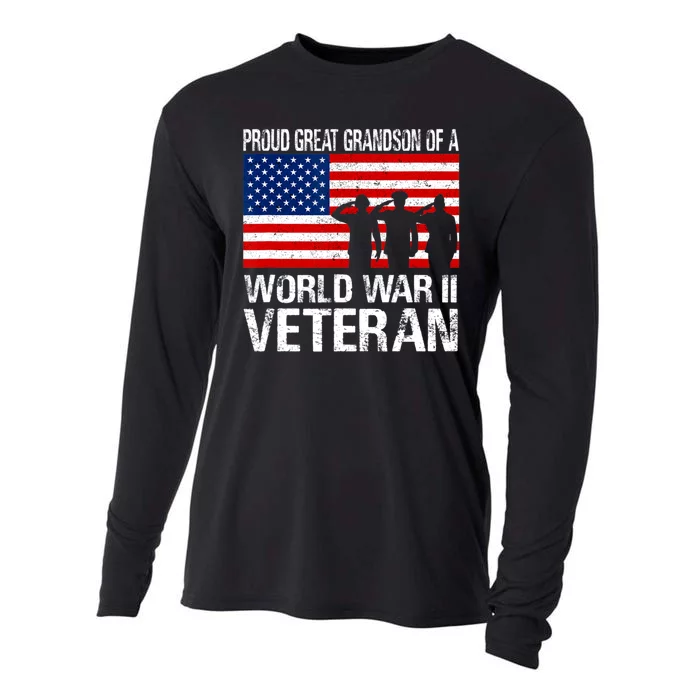 Proud Great Grandson Of A Ww Ii Veteran Family Matching Vet Cooling Performance Long Sleeve Crew