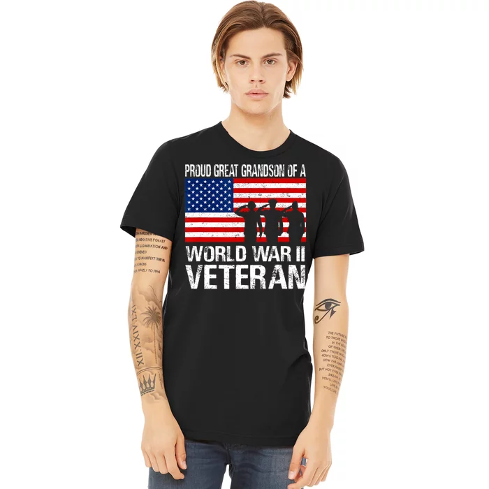 Proud Great Grandson Of A Ww Ii Veteran Family Matching Vet Premium T-Shirt