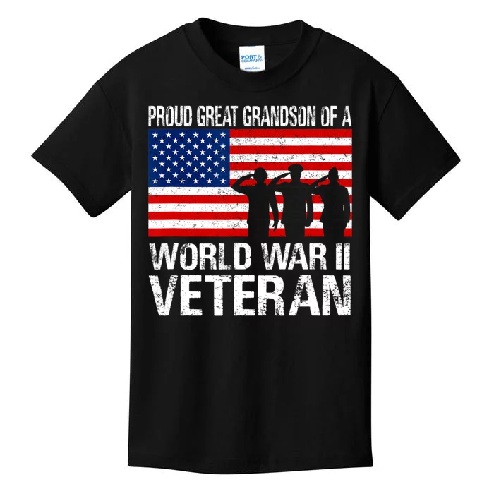 Proud Great Grandson Of A Ww Ii Veteran Family Matching Vet Kids T-Shirt