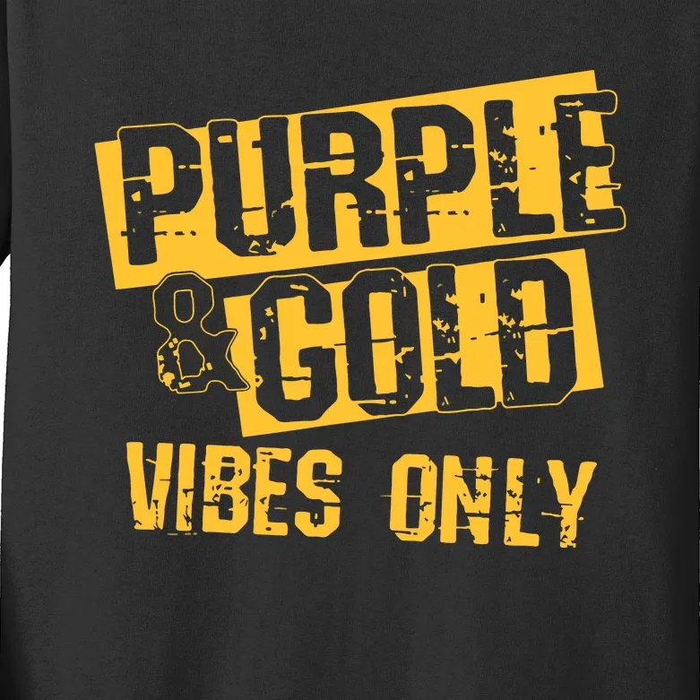 Purple & Gold Game Day Group For High School Football Kids Long Sleeve Shirt