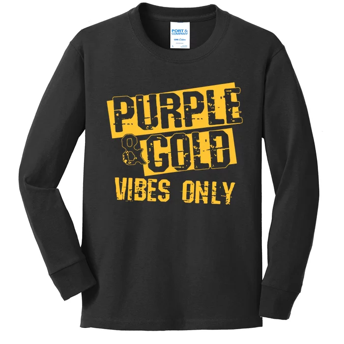 Purple & Gold Game Day Group For High School Football Kids Long Sleeve Shirt