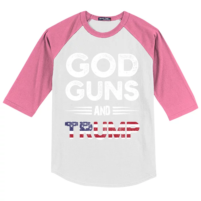 Pro God Guns And Trump Gift Kids Colorblock Raglan Jersey