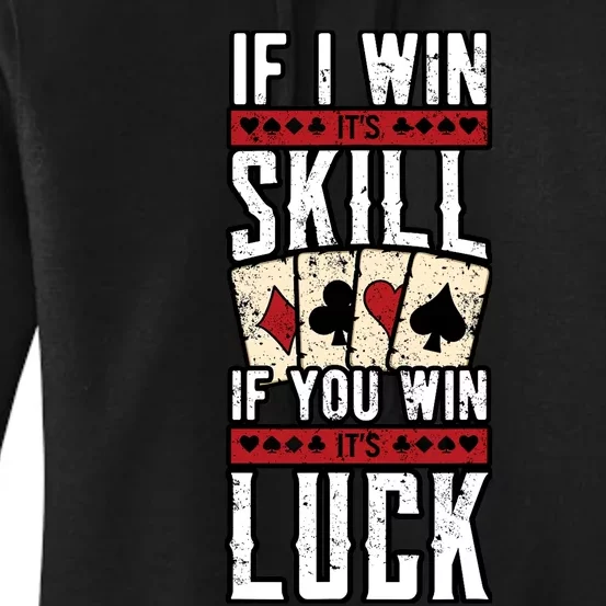 Poker Gambling Gambler Casino Card Game Hand Bluff Fold Women's Pullover Hoodie