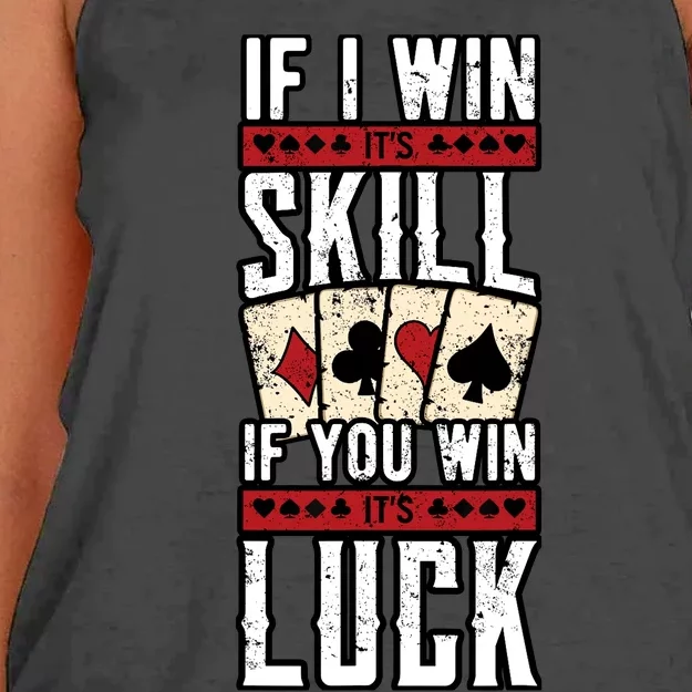 Poker Gambling Gambler Casino Card Game Hand Bluff Fold Women's Knotted Racerback Tank