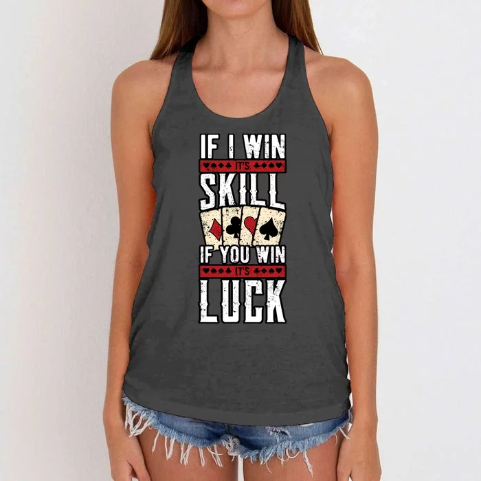 Poker Gambling Gambler Casino Card Game Hand Bluff Fold Women's Knotted Racerback Tank