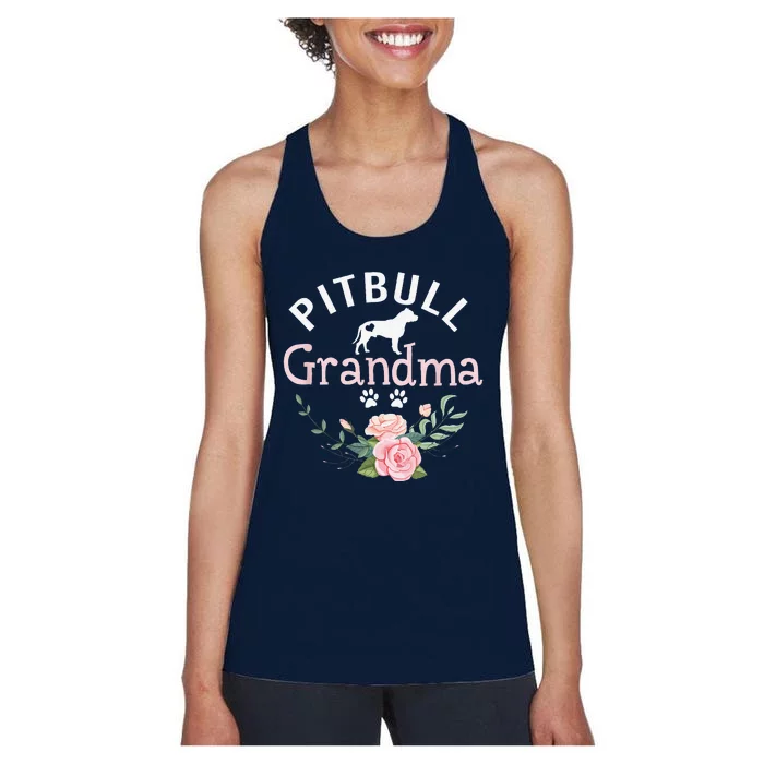 Pitbull Grandma Gifts Funny Mom Pitbull Dog Lover Christmas Women's Racerback Tank