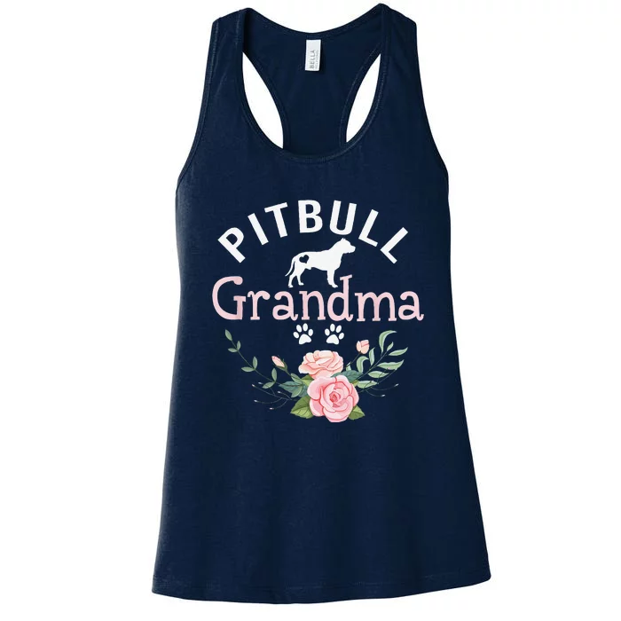 Pitbull Grandma Gifts Funny Mom Pitbull Dog Lover Christmas Women's Racerback Tank