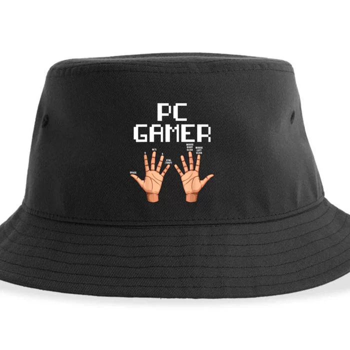 Pc Gamer Hands Funny Computer Video Gaming Lovers Gag Outfit Sustainable Bucket Hat