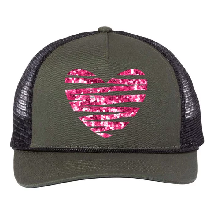 Pink Glitter Heart Cute Gift Retro Rope Trucker Hat Cap