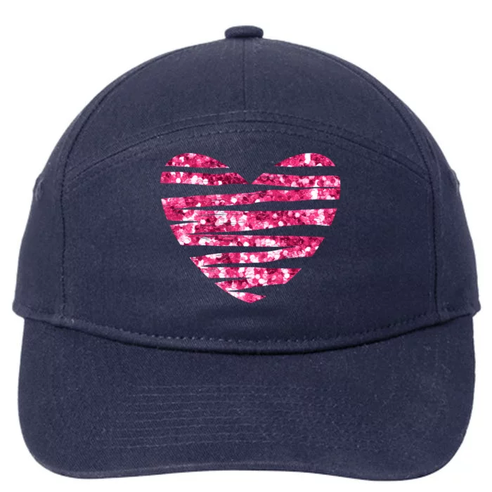 Pink Glitter Heart Cute Gift 7-Panel Snapback Hat