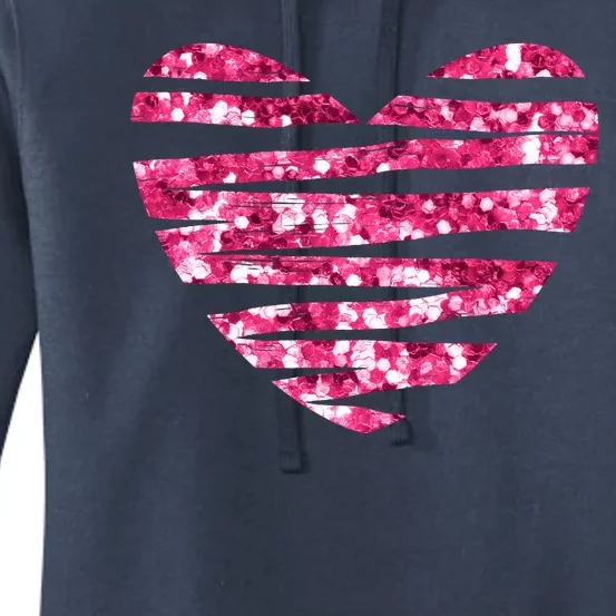 Pink Glitter Heart Cute Gift Women's Pullover Hoodie