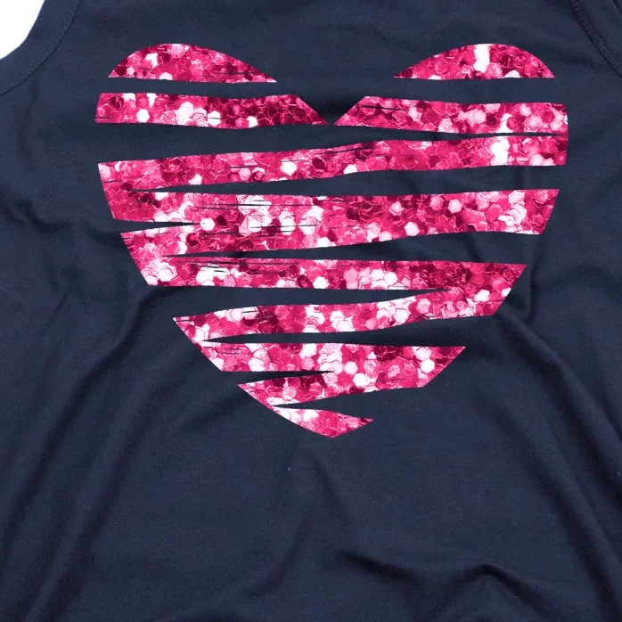 Pink Glitter Heart Cute Gift Tank Top