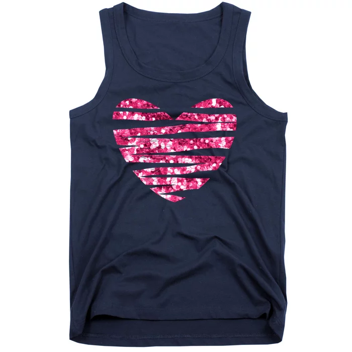 Pink Glitter Heart Cute Gift Tank Top