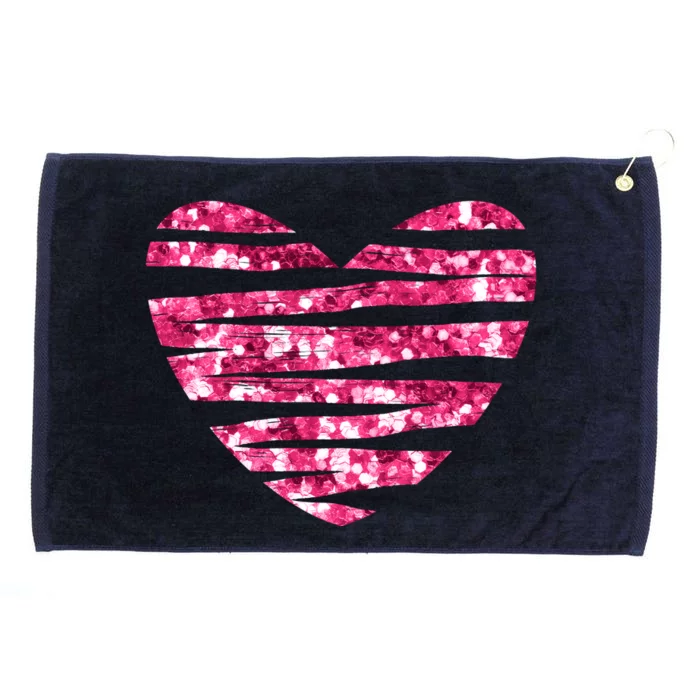 Pink Glitter Heart Cute Gift Grommeted Golf Towel