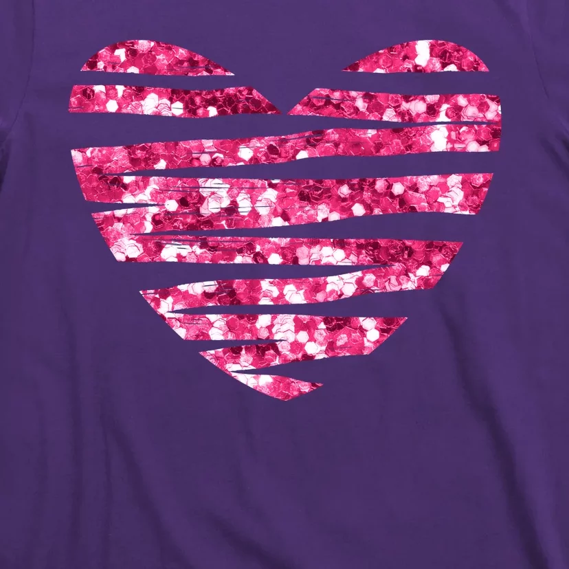 Pink Glitter Heart Cute Gift T-Shirt