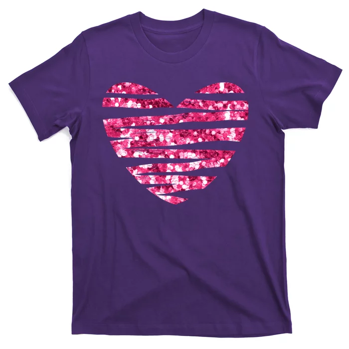 Pink Glitter Heart Cute Gift T-Shirt