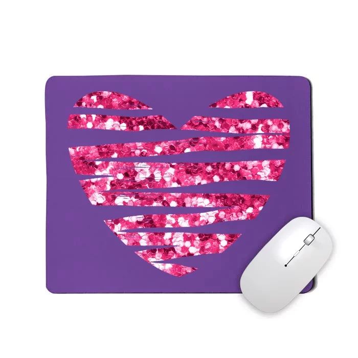 Pink Glitter Heart Cute Gift Mousepad