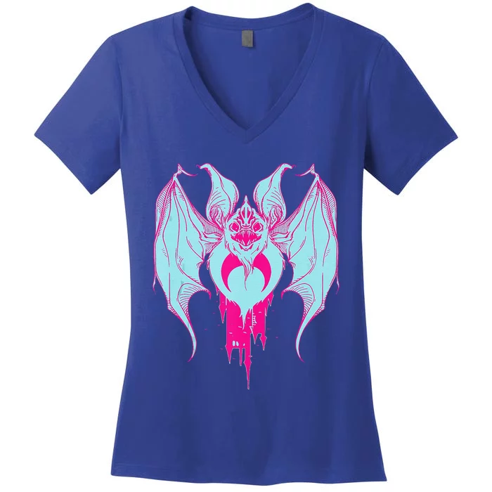 Pastel Goth Halloween Vampire Bat Gothic Creepy Horror Women's V-Neck T-Shirt