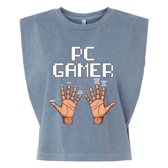 Pc Gamer Hands Funny Computer Video Gaming Lovers Gag Outfit Garment-Dyed Women's Muscle Tee