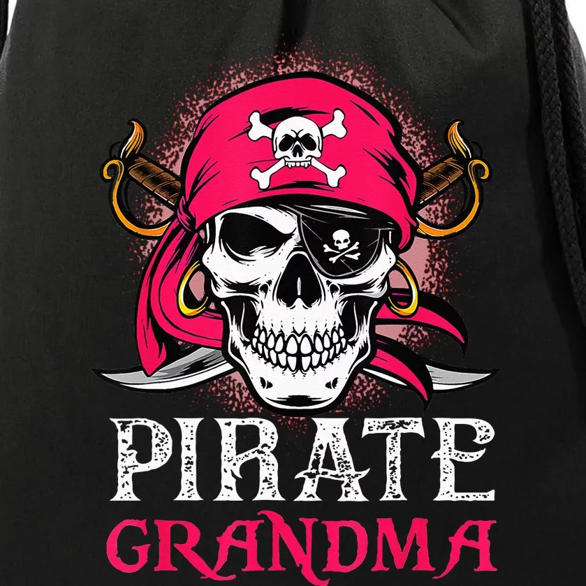 Pirate Grandma Halloween Skull Pirate Costume Family Drawstring Bag