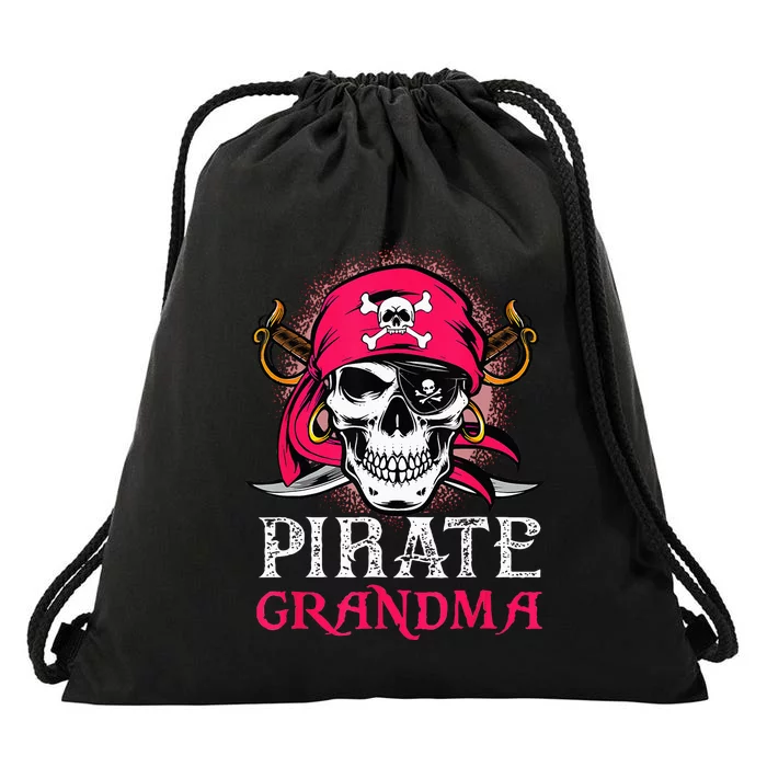 Pirate Grandma Halloween Skull Pirate Costume Family Drawstring Bag