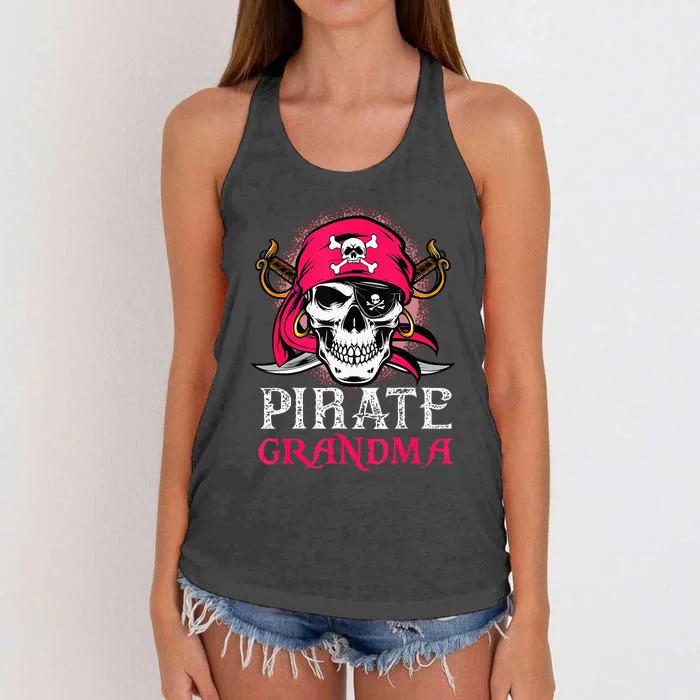 Pirate Grandma Halloween Skull Pirate Costume Family Women's Knotted Racerback Tank