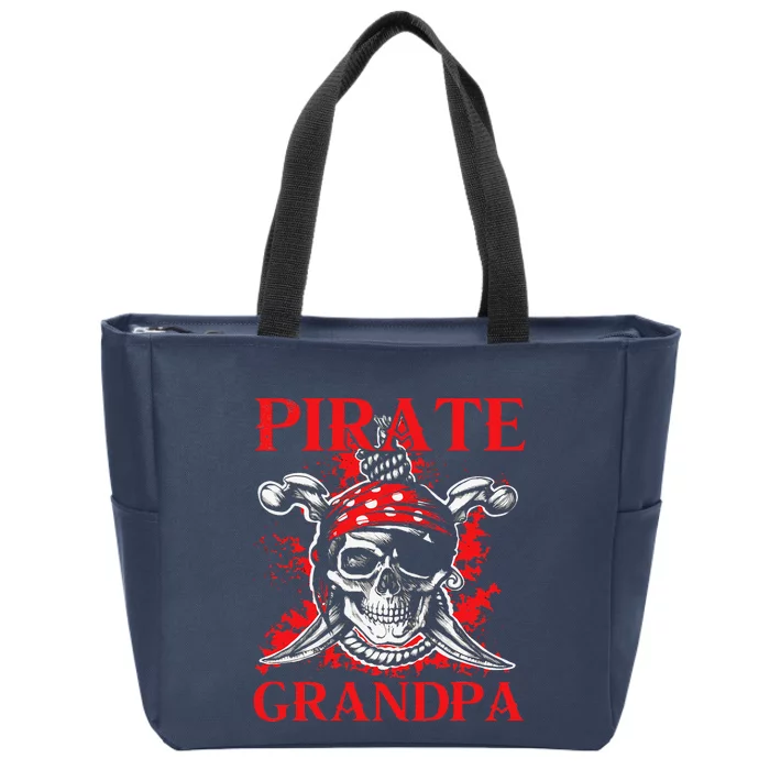 Pirate Grandpa Happy Father Day Matching Family Pirate Lover Zip Tote Bag