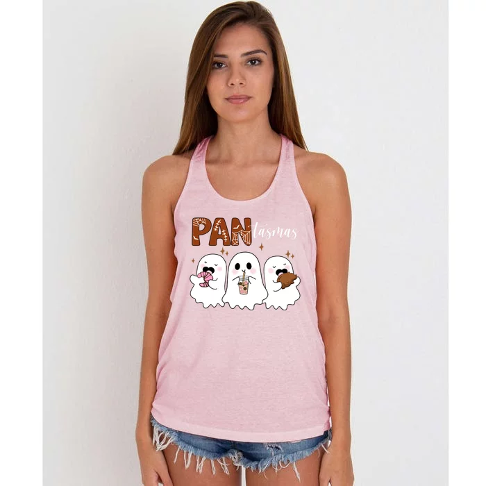 Pantasmas Ghost Halloween Cute Ghost Treat Or Trick Gift Women's Knotted Racerback Tank