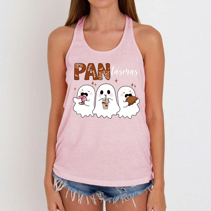 Pantasmas Ghost Halloween Cute Ghost Treat Or Trick Gift Women's Knotted Racerback Tank