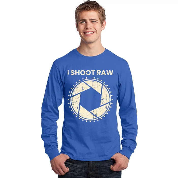 Photographer Gift I Shoot Raw Camera Bezel Retro Funny Gift Tall Long Sleeve T-Shirt