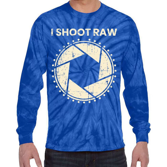 Photographer Gift I Shoot Raw Camera Bezel Retro Funny Gift Tie-Dye Long Sleeve Shirt